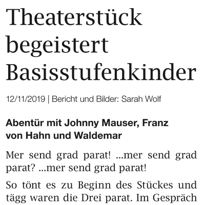 THEATERSTÜCK BEGEISTERT BASISSTUFENKINDER